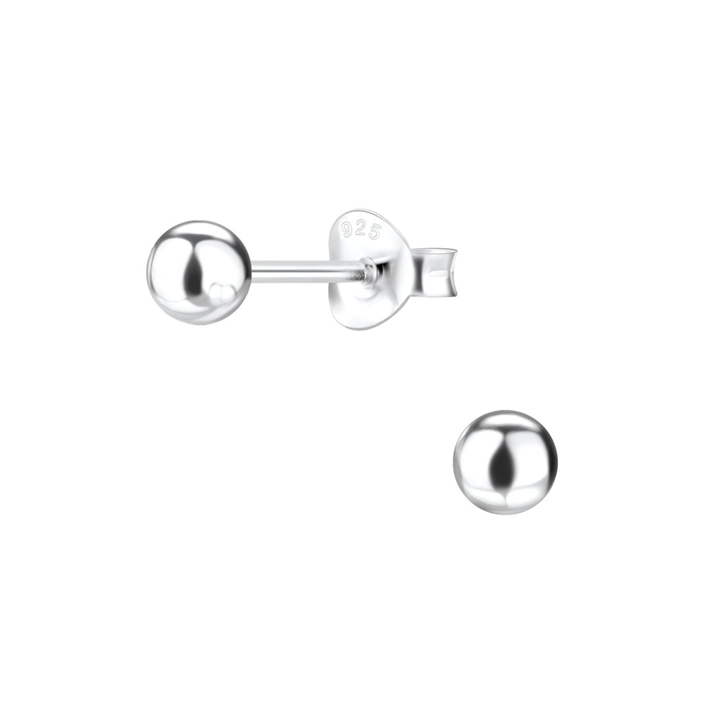 [10000942] 4mm Silver Ball Stud Earrings