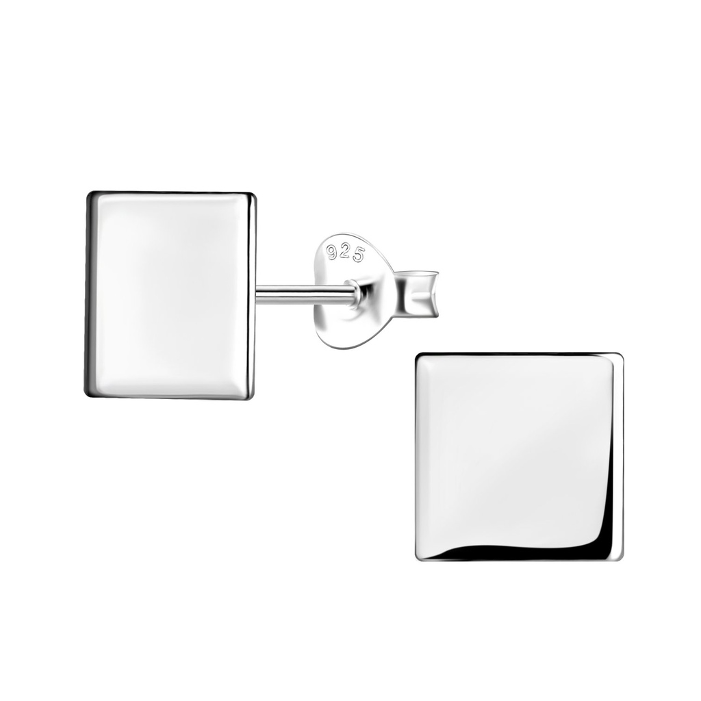 Puces d'oreilles carrées en argent