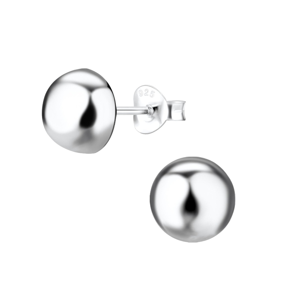 [10000928] Puces d'oreilles demi-boule en argent 8 mm