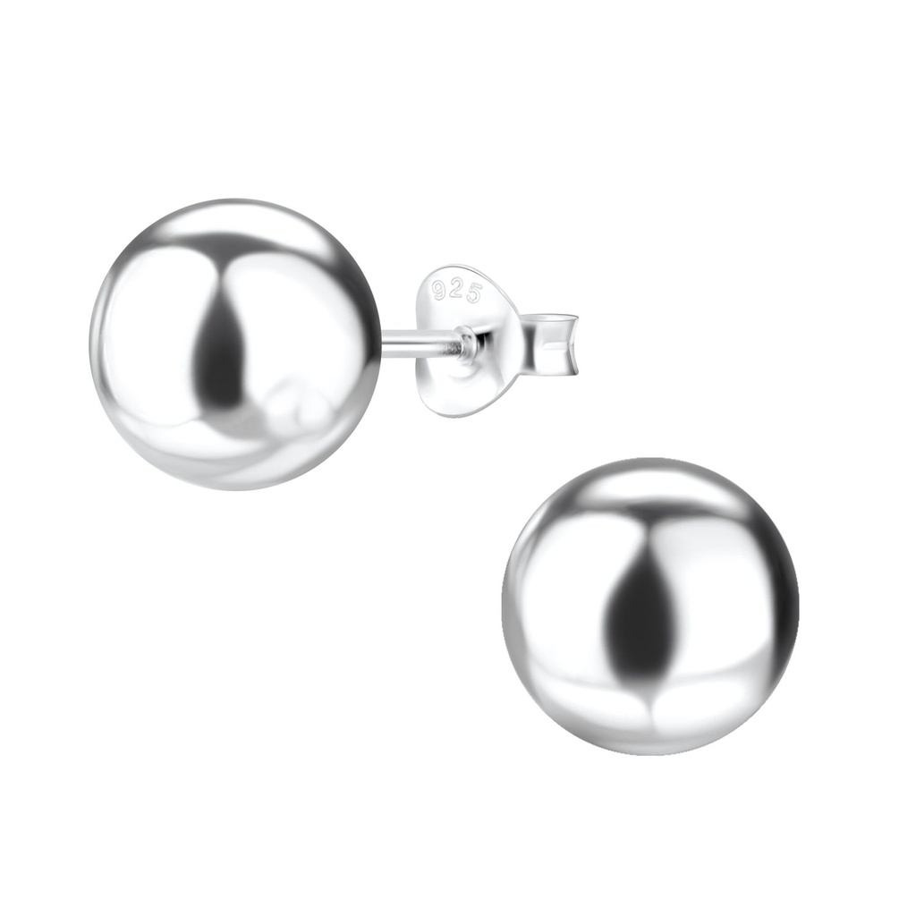 Puces d'oreilles boule en argent 9 mm