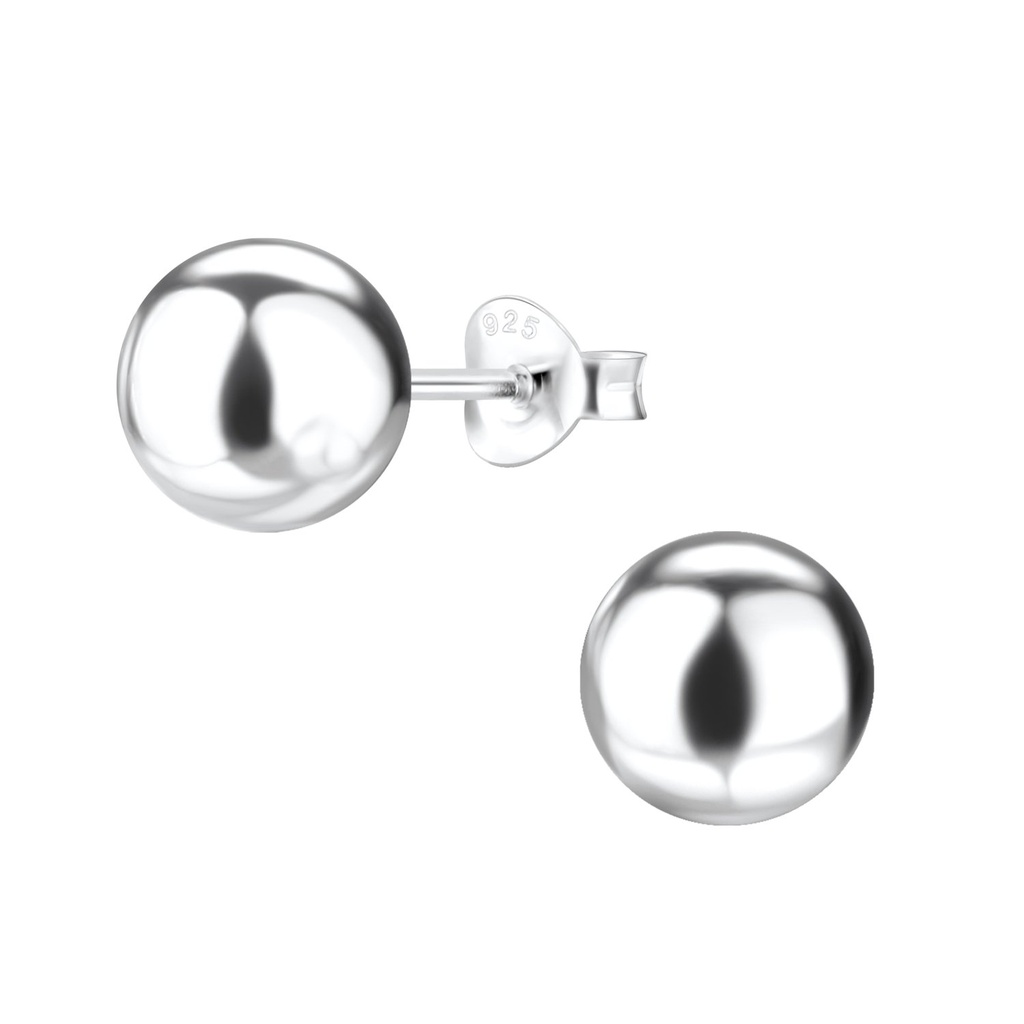 Puces d'oreilles boule en argent 8 mm