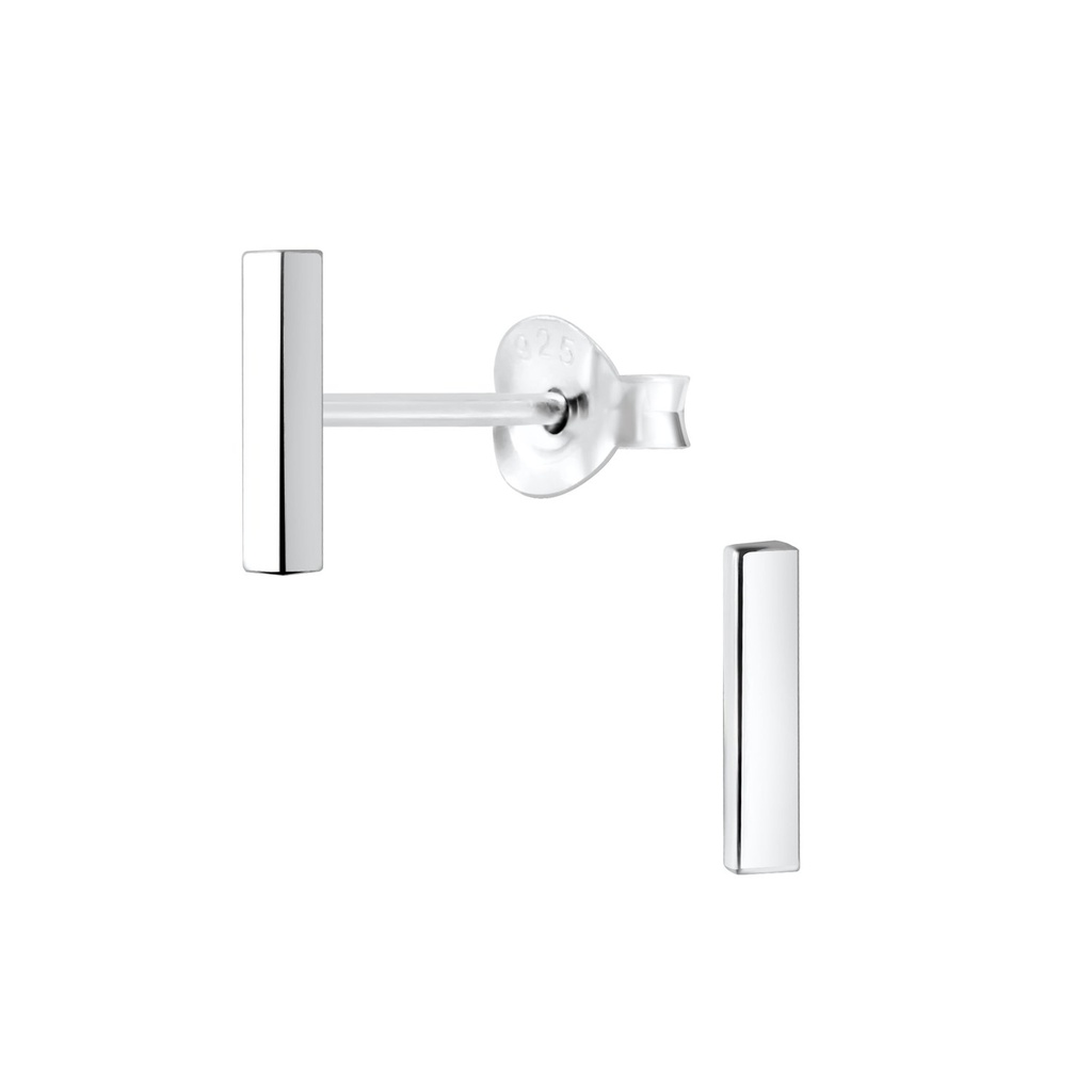 Silver Bar Stud Earrings