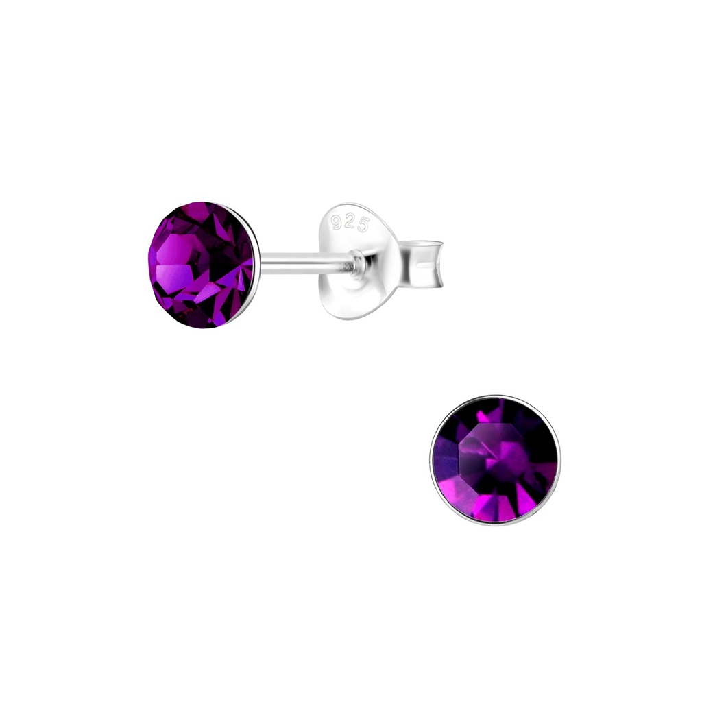 5mm Round Crystal Silver Stud Earrings