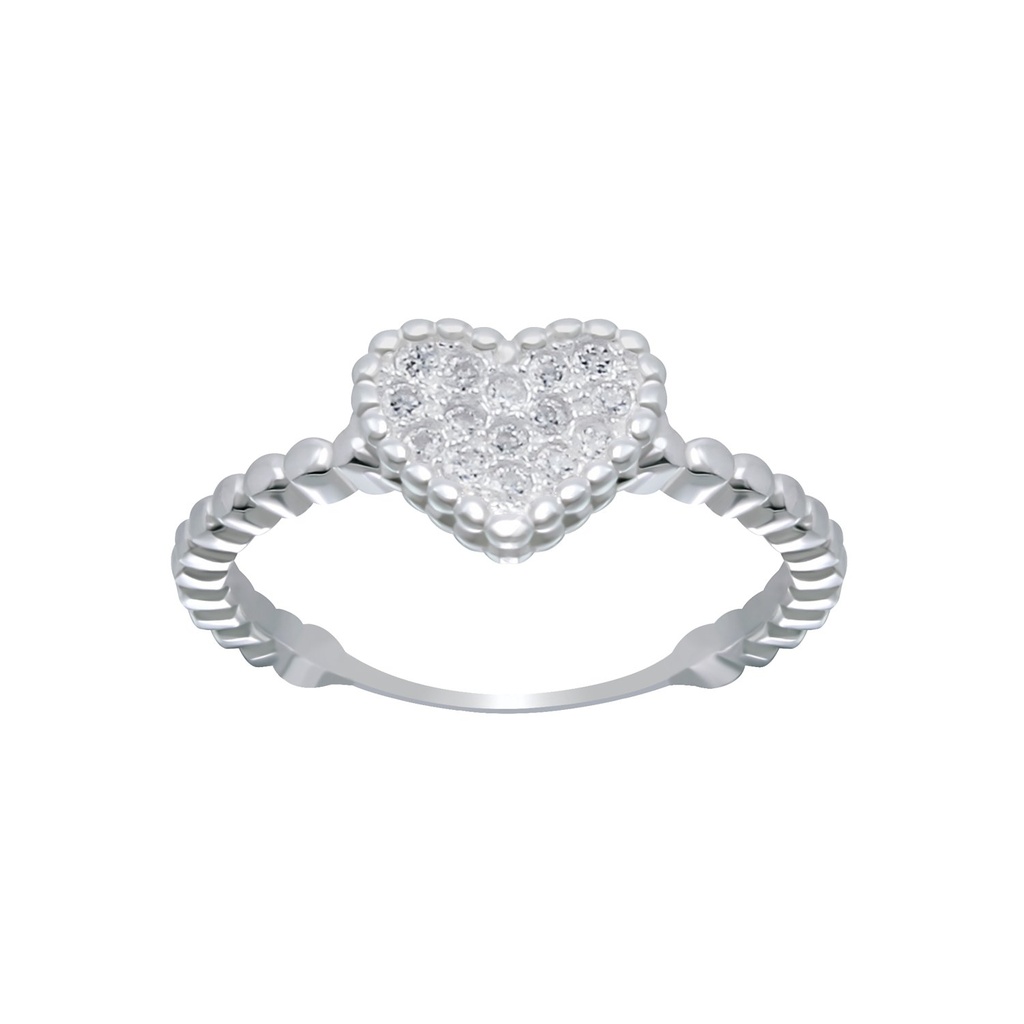 Bague en argent zircon cœur