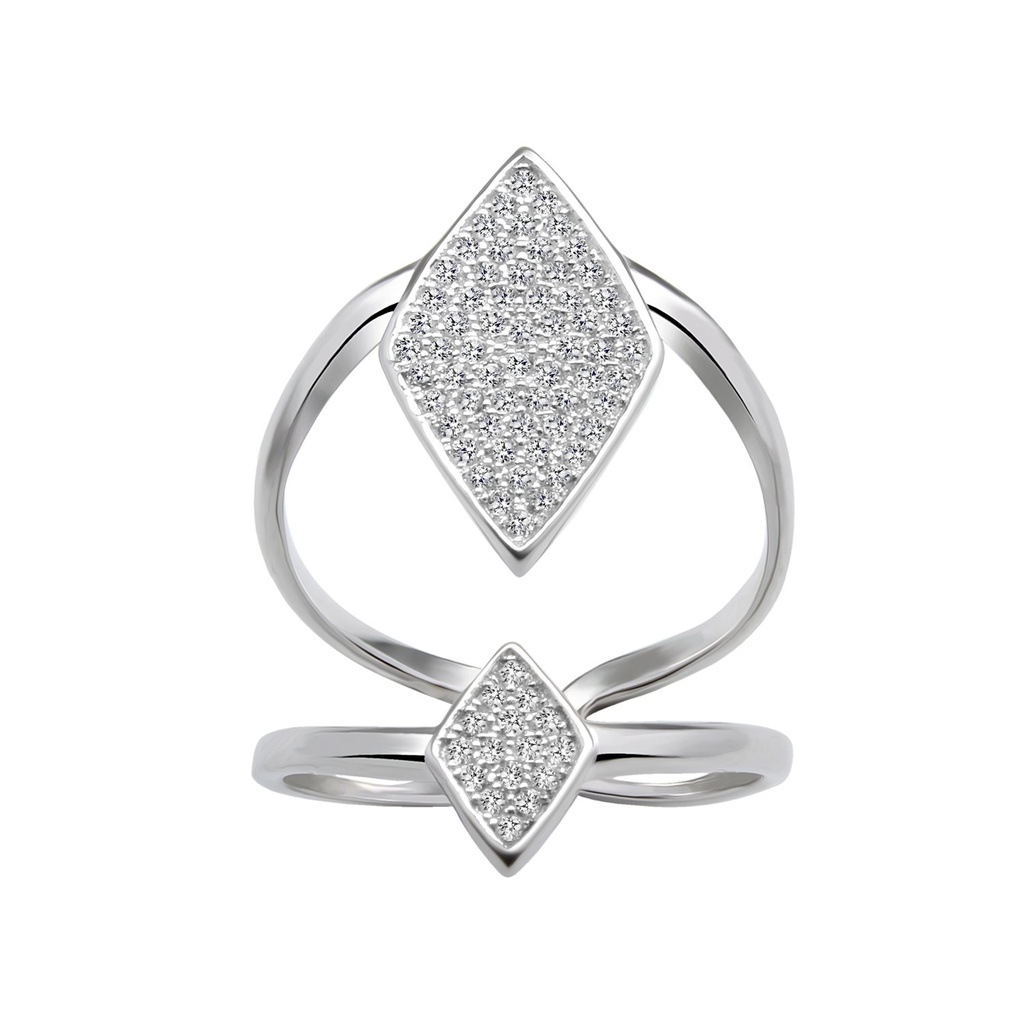 Bague en argent zircon en forme de diamant