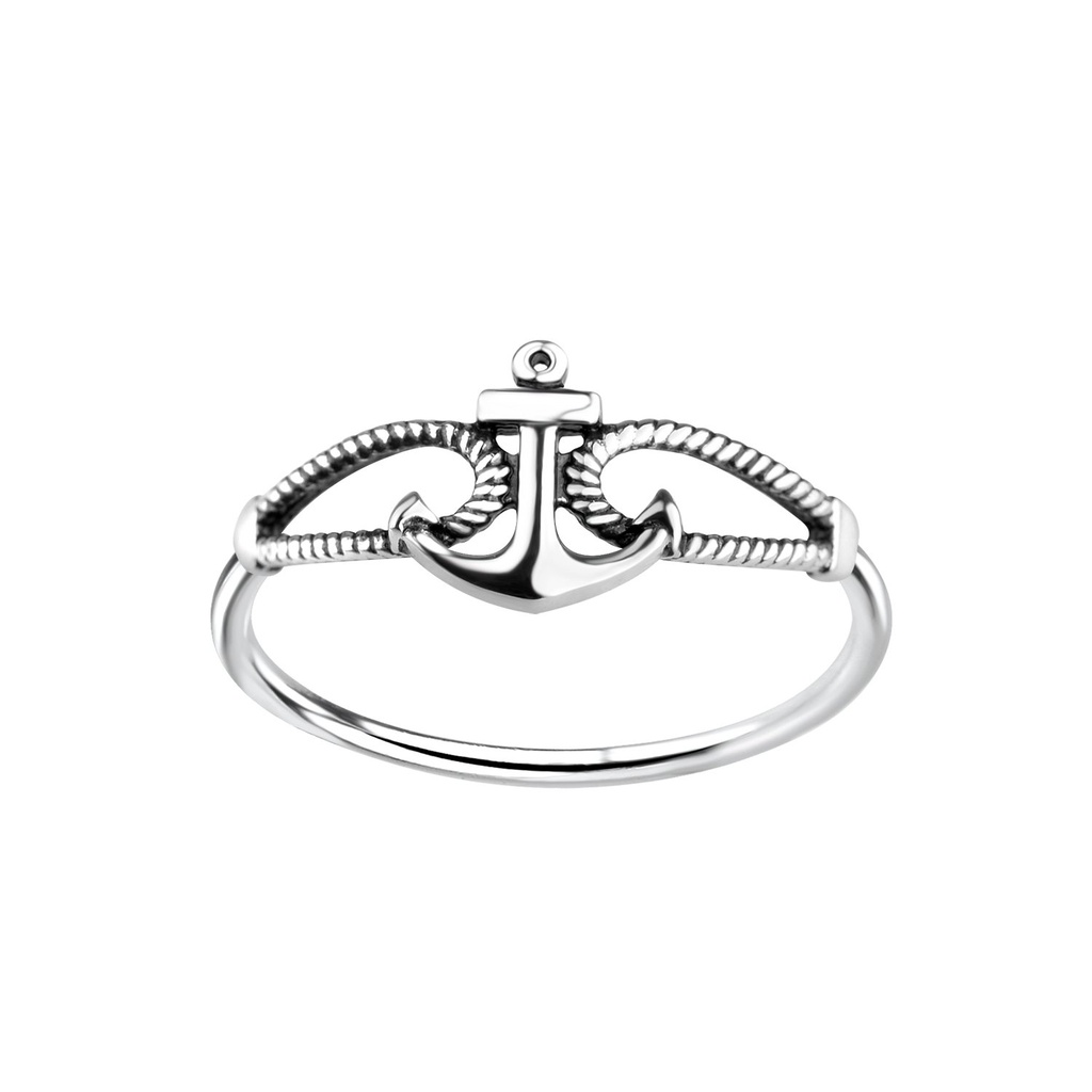 Bague ancre en argent