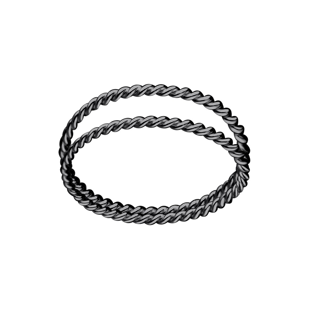 Silver Twisted Double Line Ring
