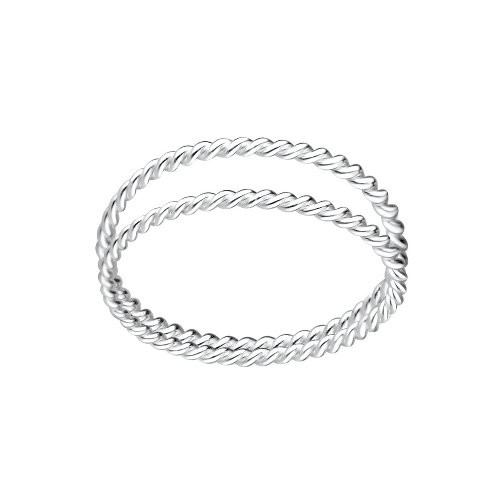 [10000767] Silver Twisted Double Line Ring (EU 52 / US 6)