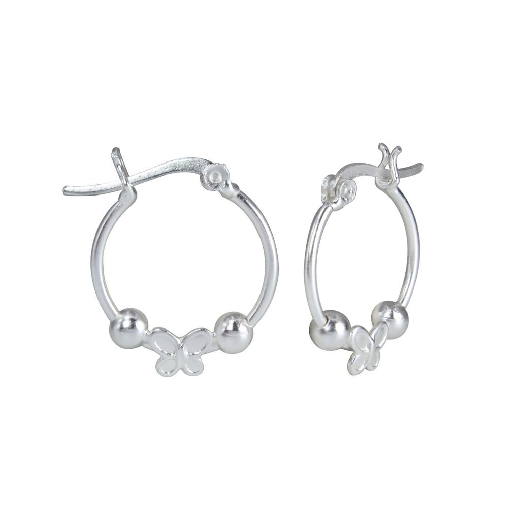 [10000732] Silver Butterfly Hoop Earrings