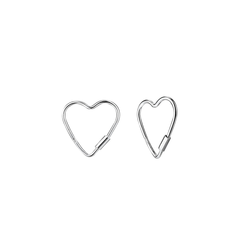 10mm Heart Silver Hoop Earrings