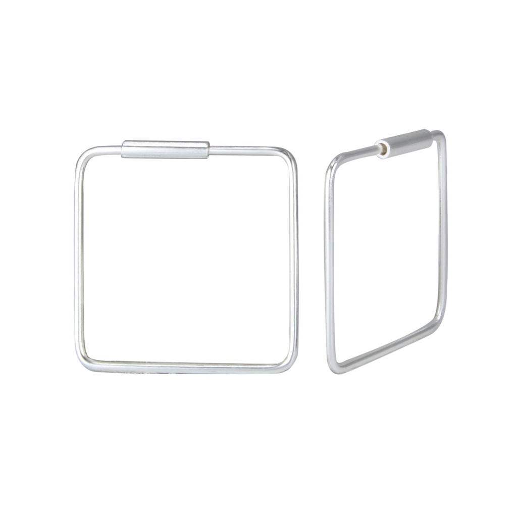 [10000721] 16mm Silver Square Hoop Earrings