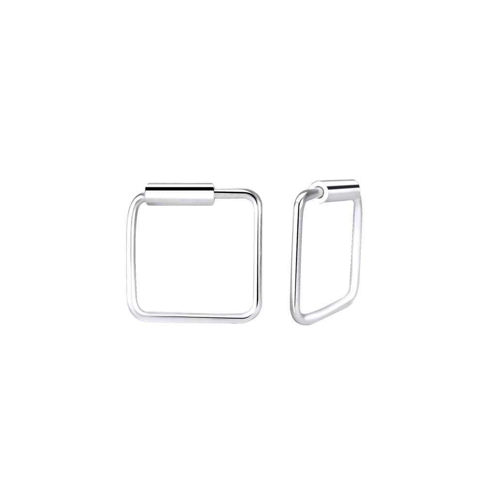 8mm Silver Square Hoop Earrings