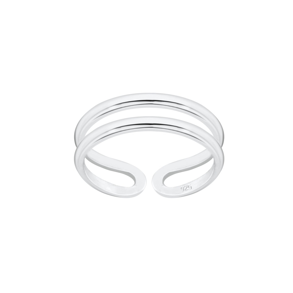 Bague d'orteil double ligne réglable en argent