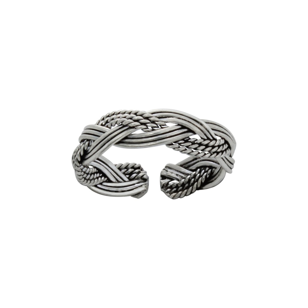 [10000712] Bague d'orteil tressée réglable en argent