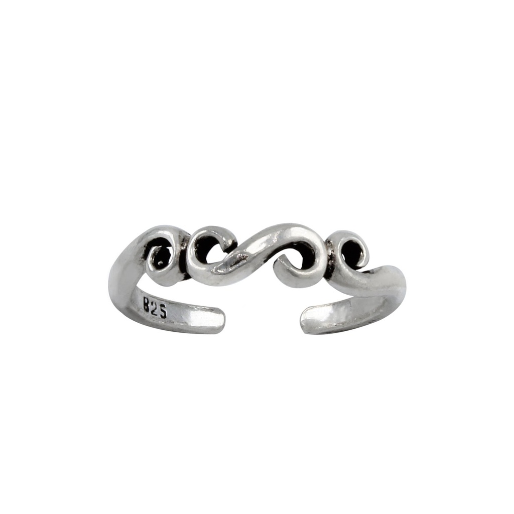 [10000711] Bague d'orteil à motifs réglable en argent