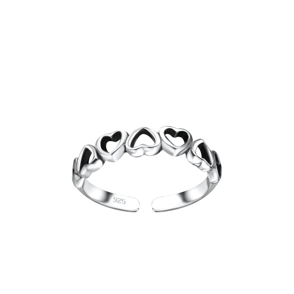 Bague d'orteil cœur réglable en argent