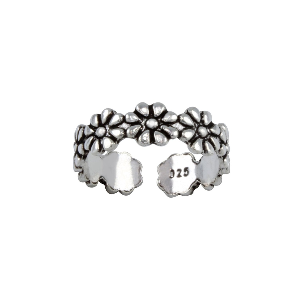 [10000709] Silver Flower Adjustable Toe Ring