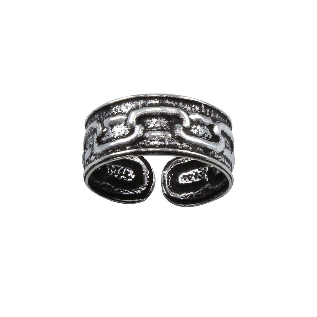 [10000701] Silver Patterned Adjustable Toe Ring