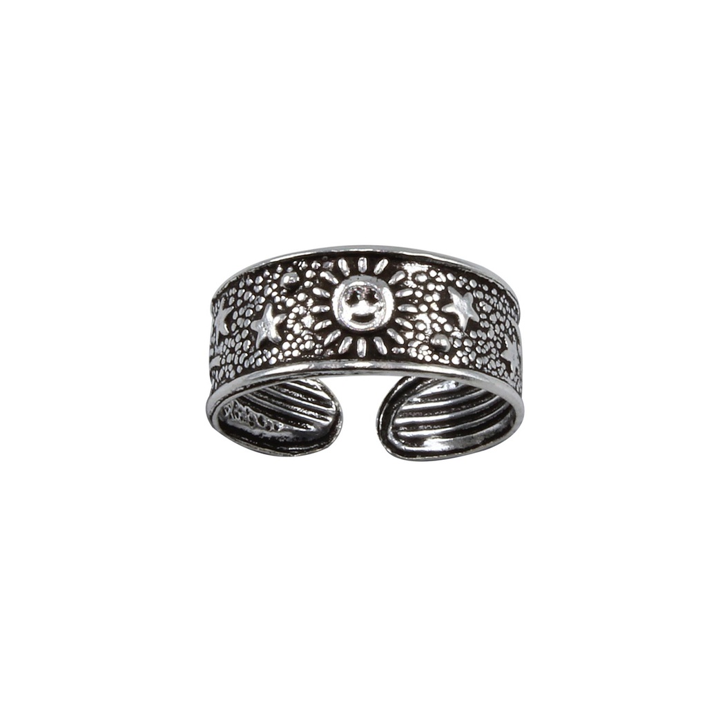 [10000700] Silver Patterned Adjustable Toe Ring