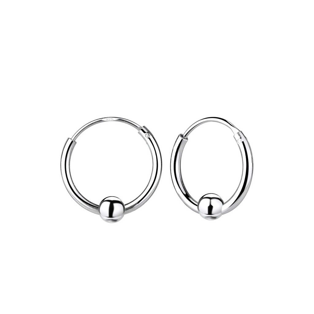12mm Silver Ball Hoop Earrings