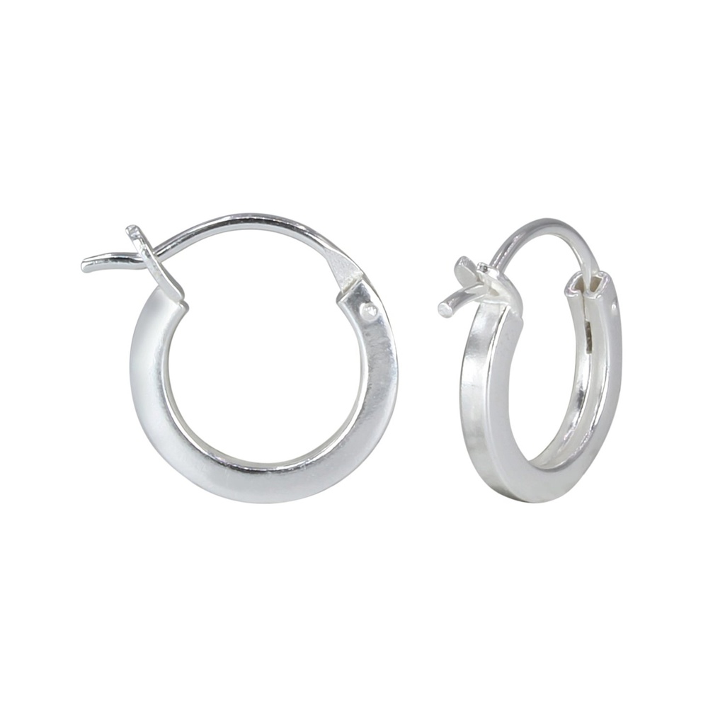 Créoles fermoir français carrées en argent 12 mm