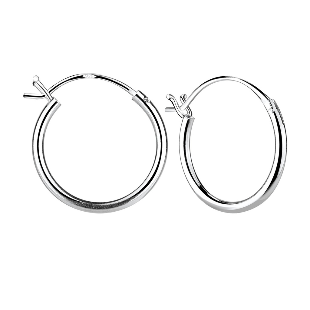 Créoles fermoir français en argent 16 mm