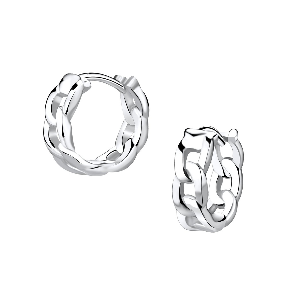[10000683] Silver Intertwining Hoop Earrings