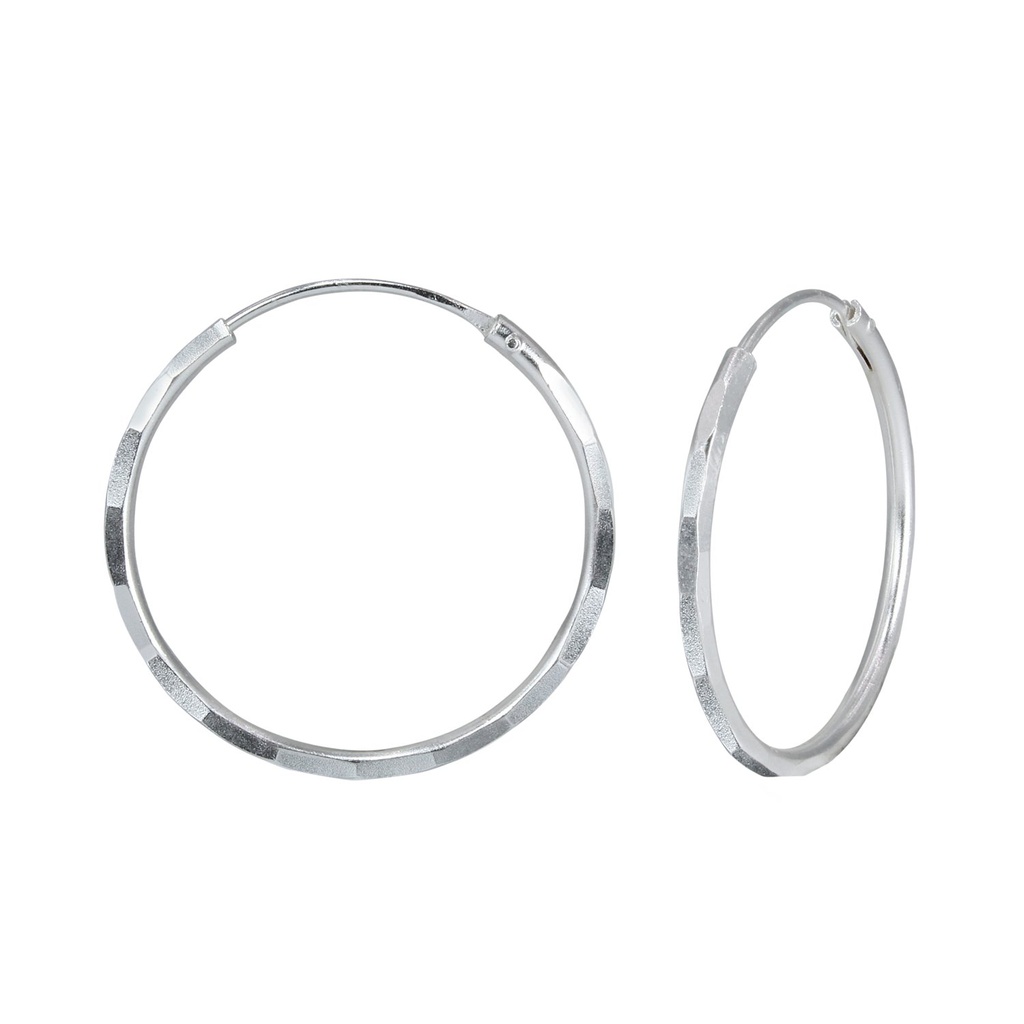 [10000682] Créoles martelées en argent 25 mm