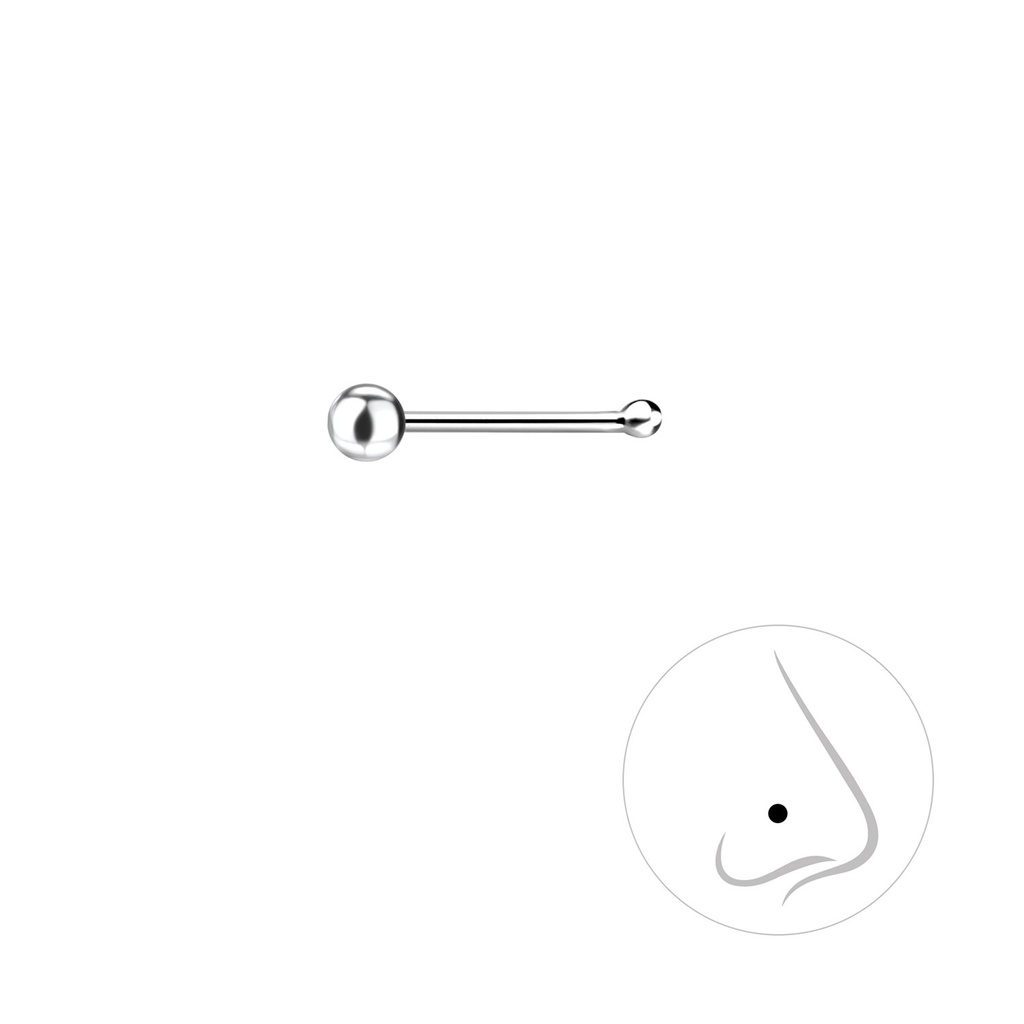 [10000668] 2mm Silver Ball Nose Stud With Ball
