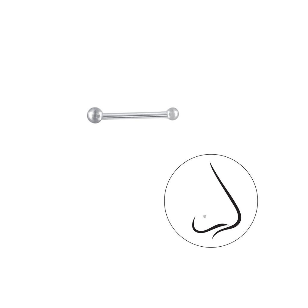 Clou de nez boule en argent 1 mm avec boule