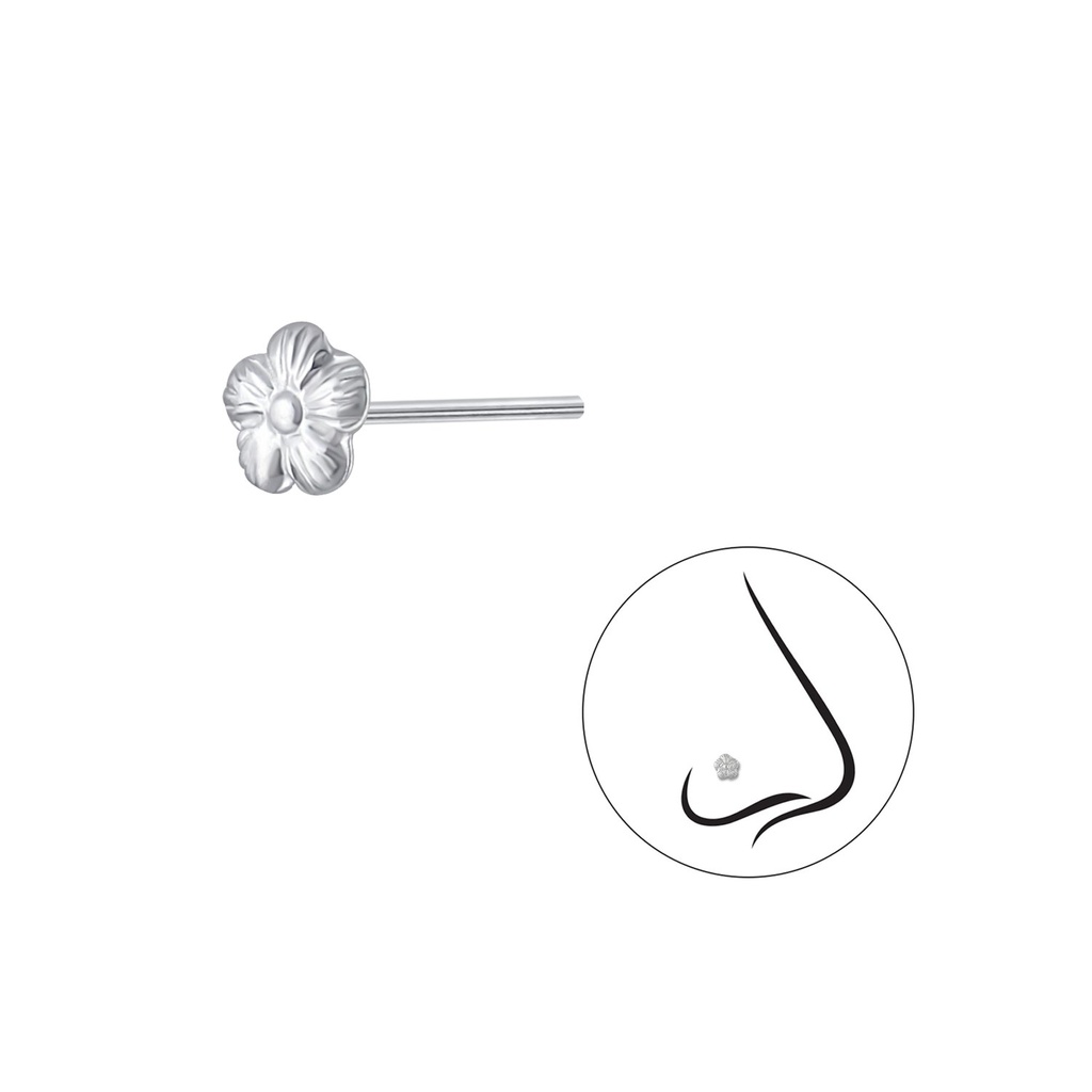 [10000662] Silver Flower Nose Stud