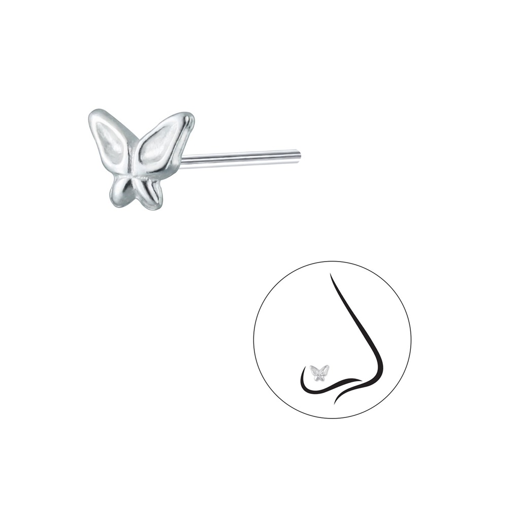 [10000658] Silver Butterfly Nose Stud
