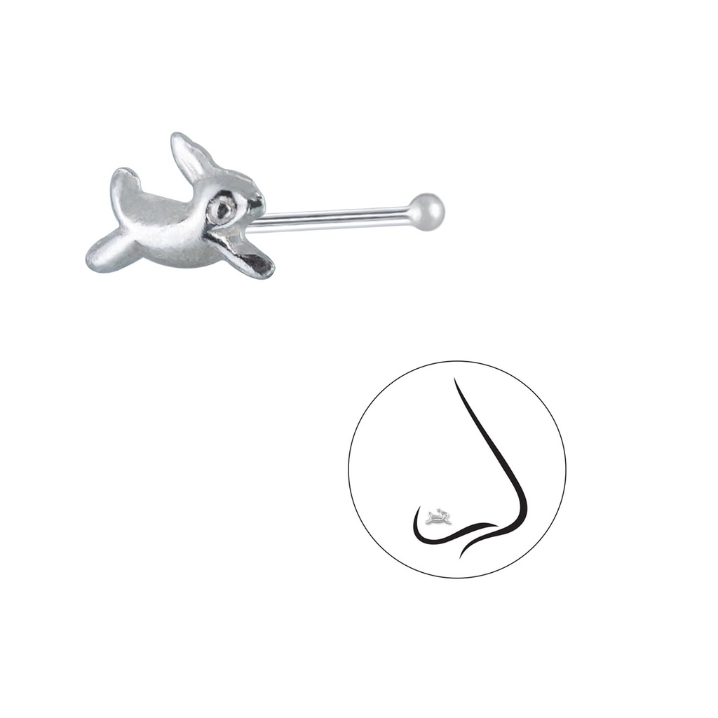 Silver Rabbit Nose Stud With Ball