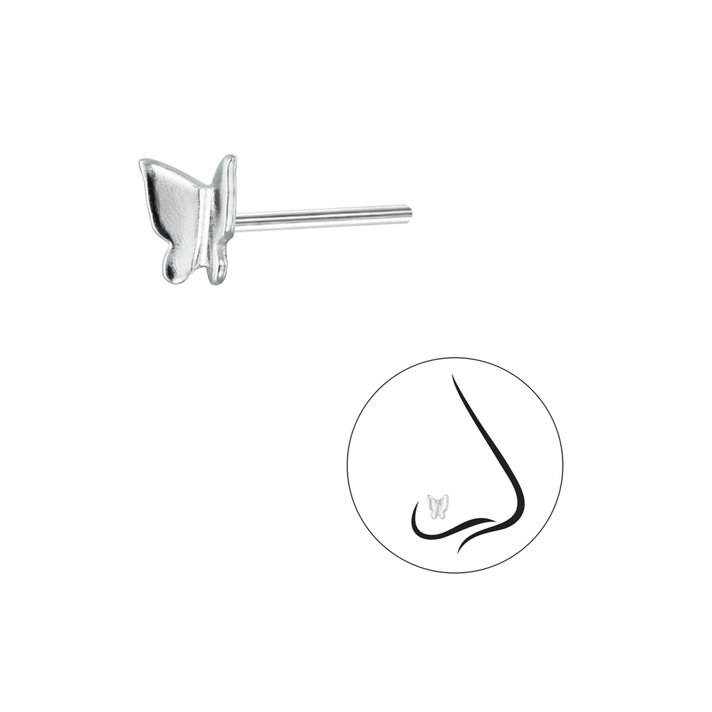 Clou de nez papillon en argent