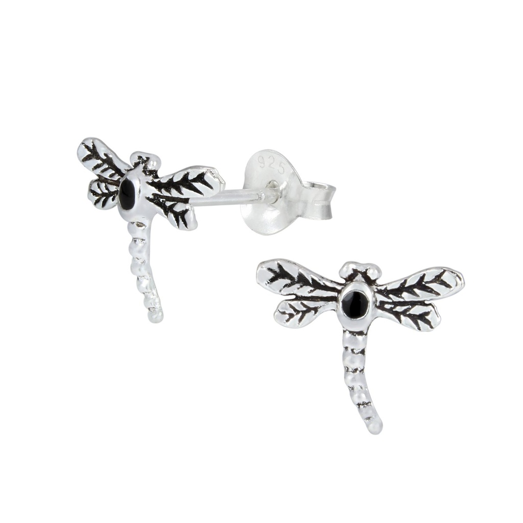 [10000651] Silver Dragonfly Stud Earrings