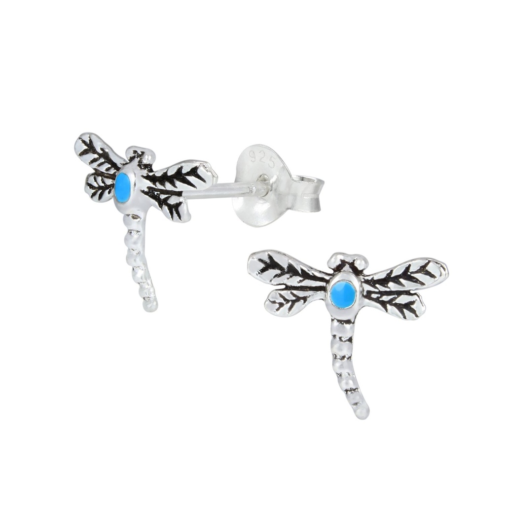 Puces d'oreilles libellule en argent