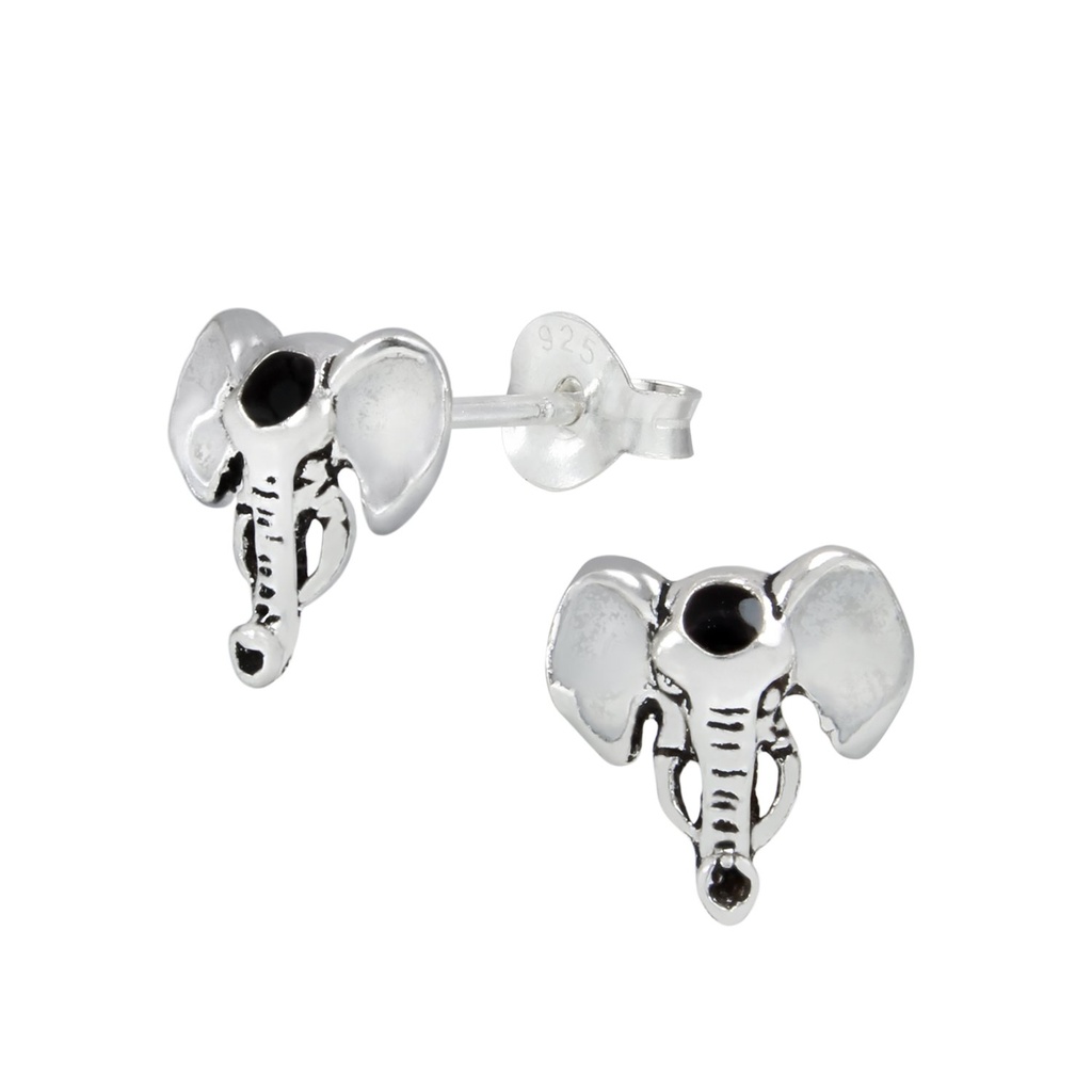 Silver Elephant Stud Earrings