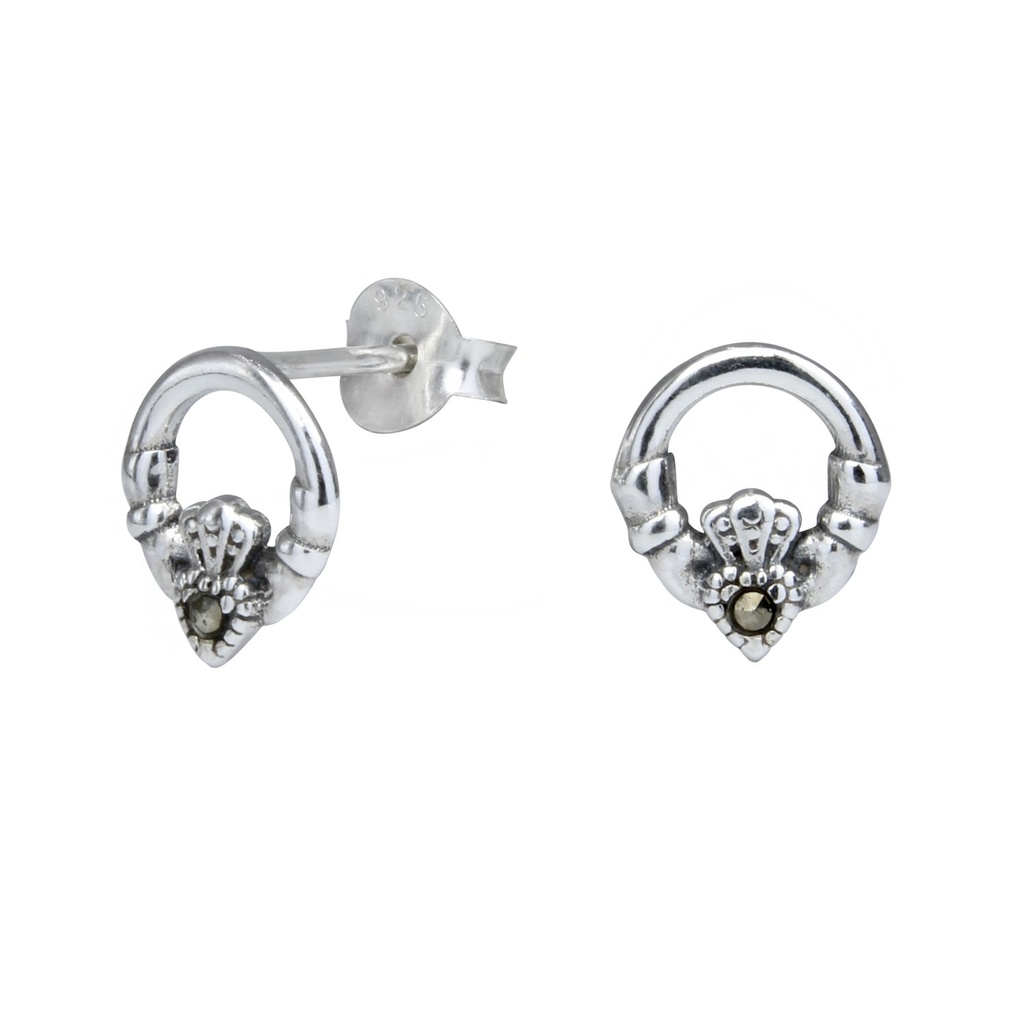 [10000648] Puces d'oreilles claddagh en argent