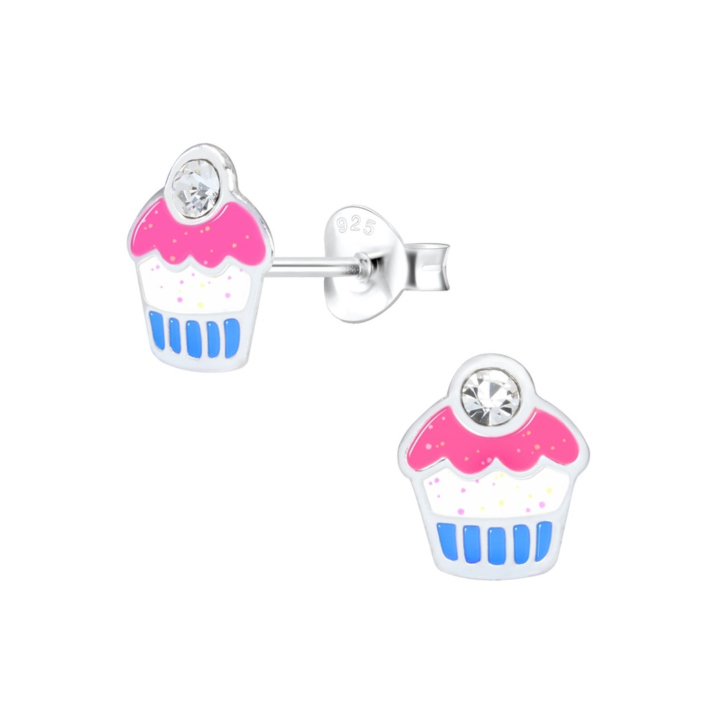 Puces d'oreilles cupcake en argent