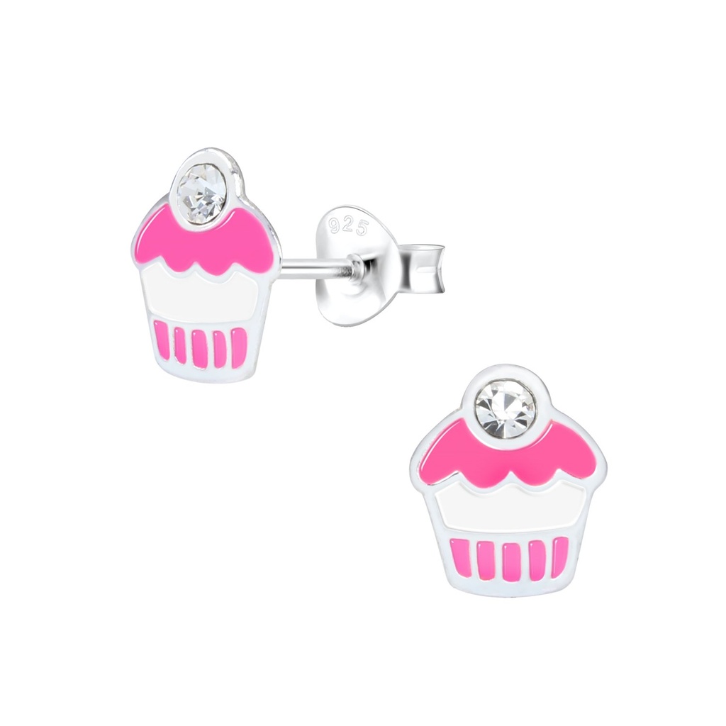 Puces d'oreilles cupcake en argent