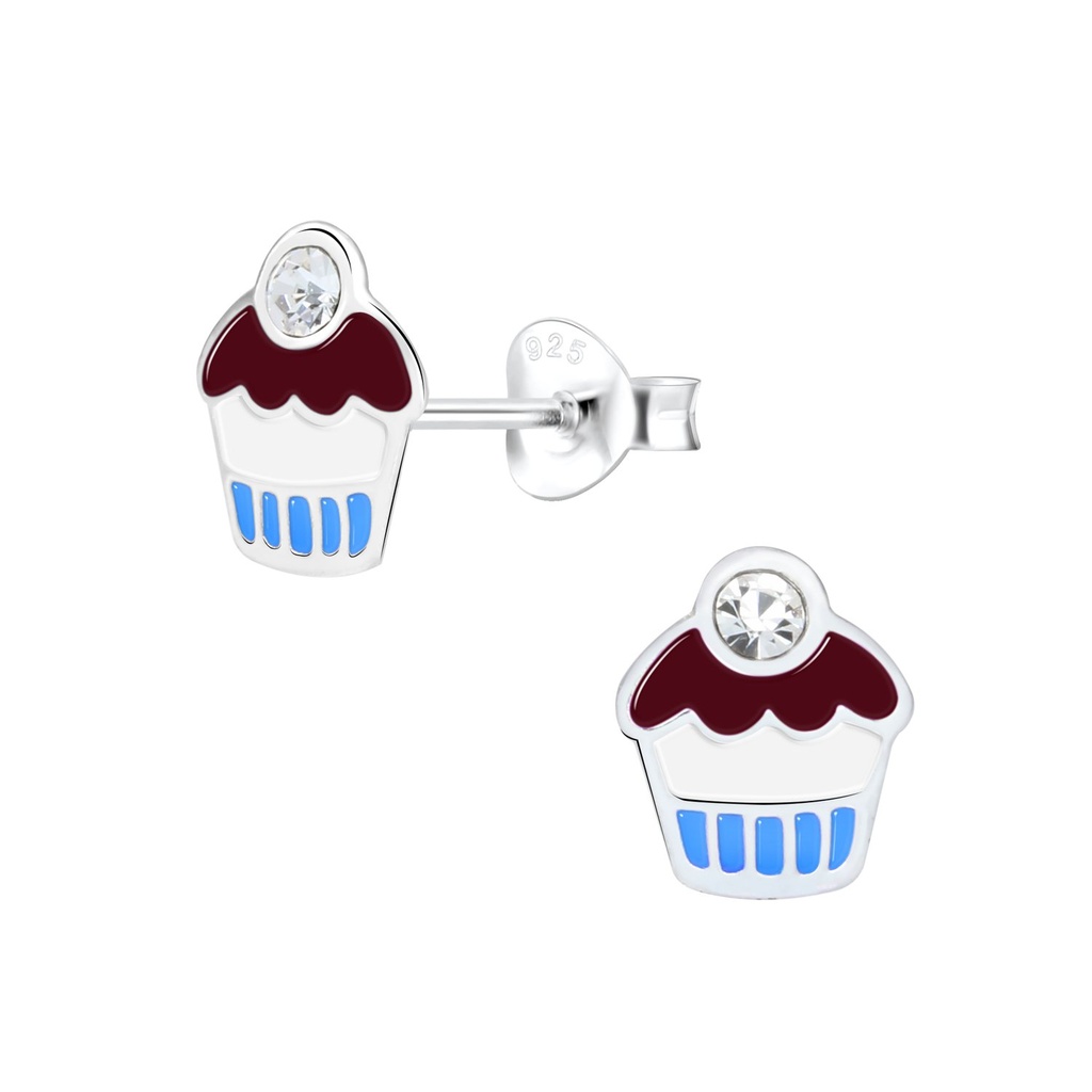 Puces d'oreilles cupcake en argent