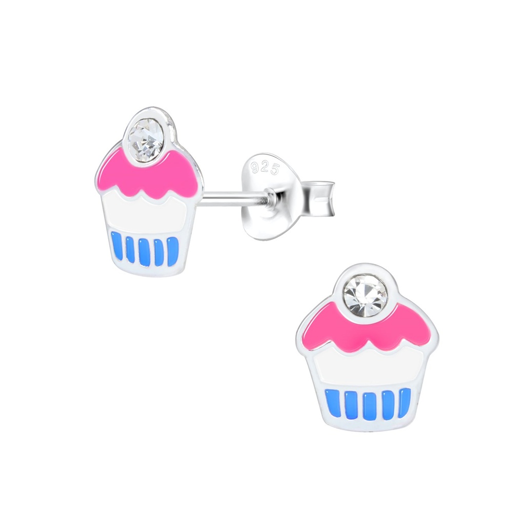 Puces d'oreilles cupcake en argent