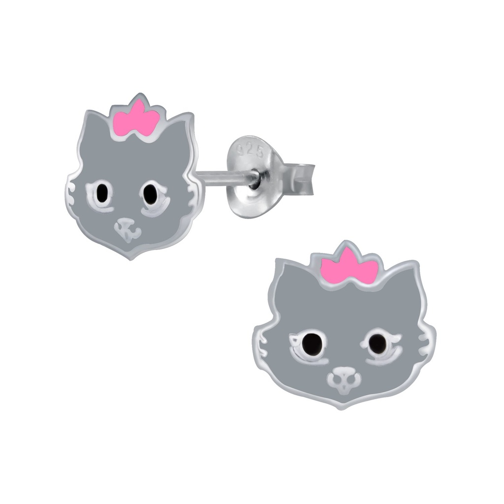 Puces d'oreilles chat en argent