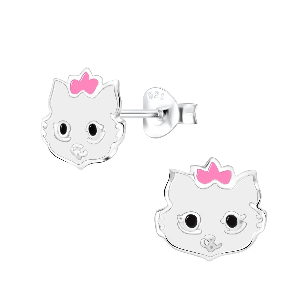 Puces d'oreilles chat en argent