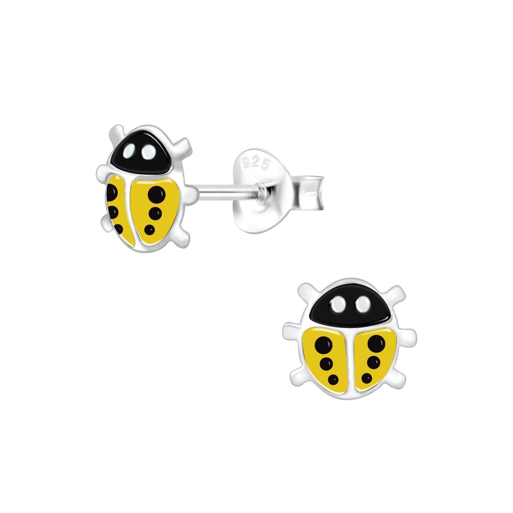 Silver Ladybug Stud Earrings