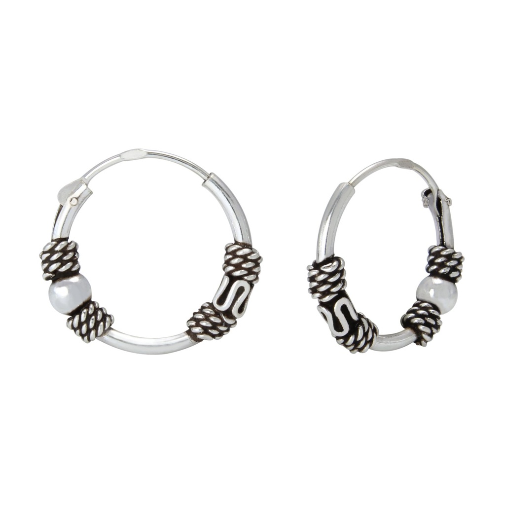 [10000630] 14mm Silver Bali Hoops