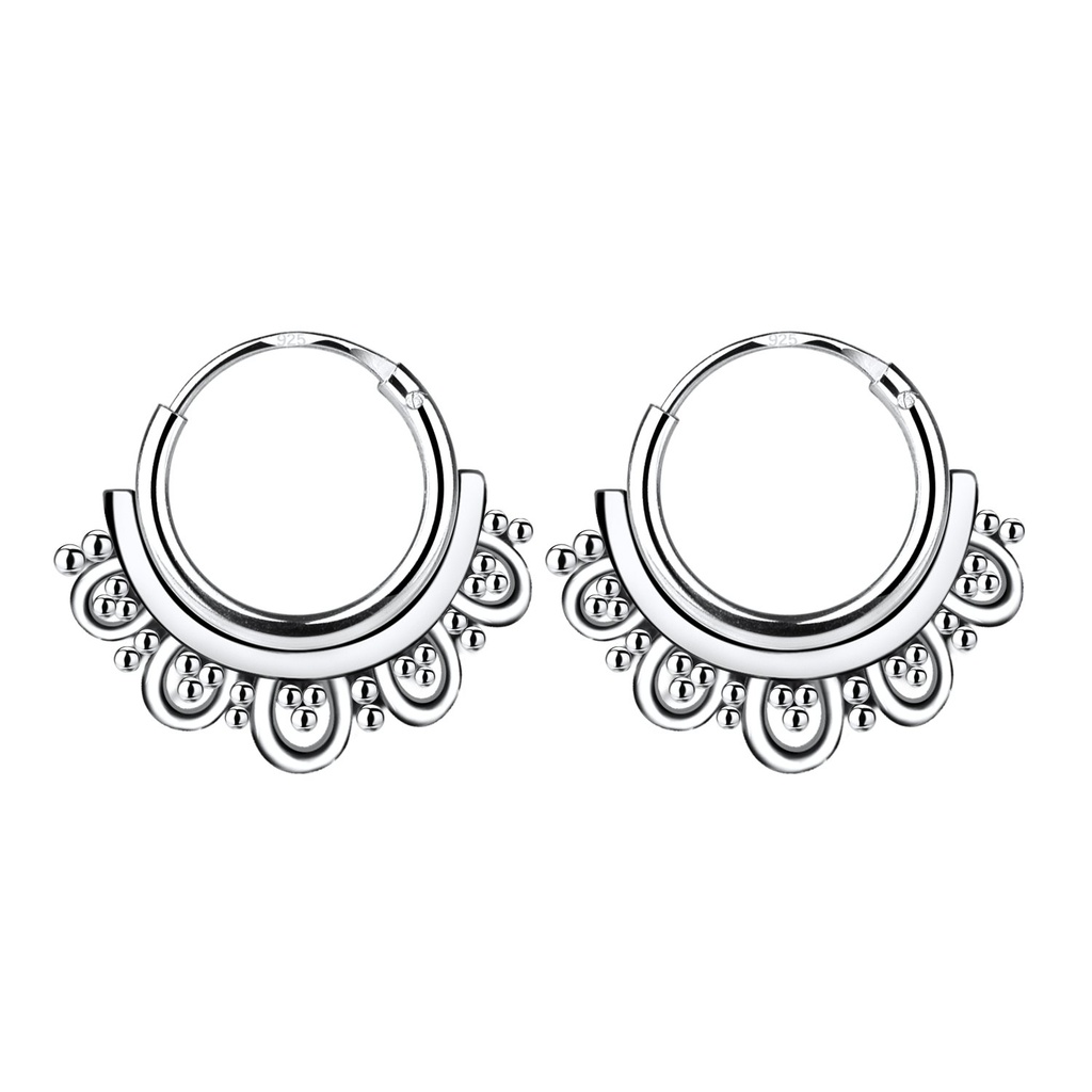 [10000627] 10mm Silver Bali Hoops