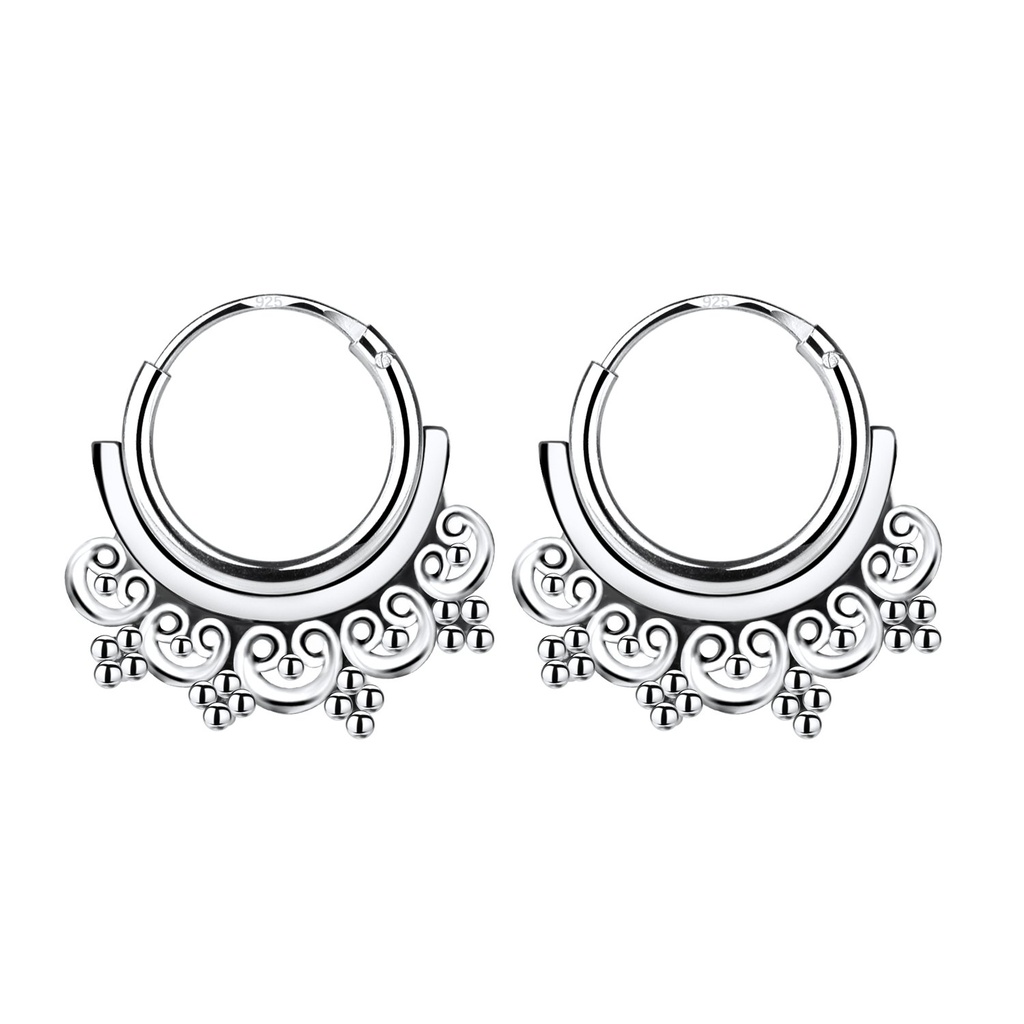 Créoles Bali en argent 10 mm