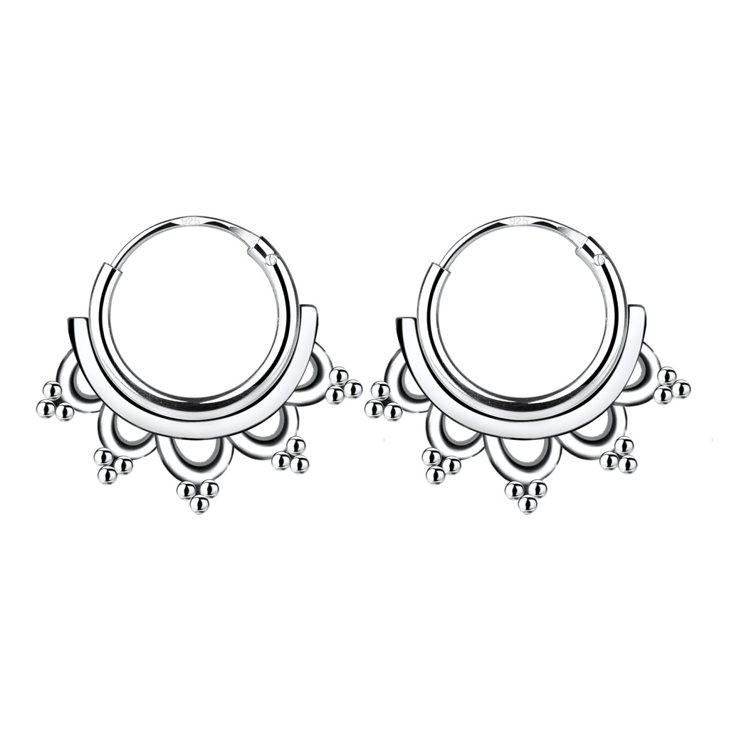 10mm Silver Bali Hoops