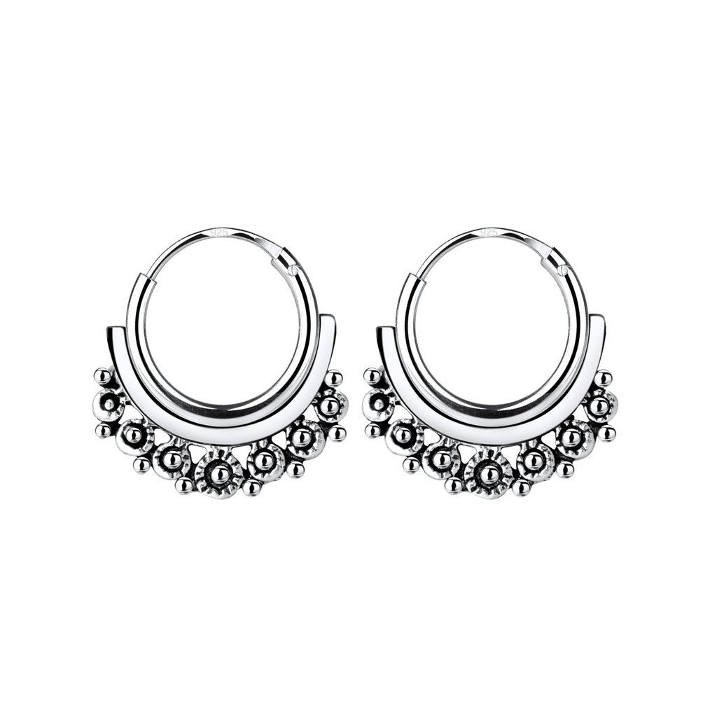 [10000619] 10mm Silver Bali Hoops